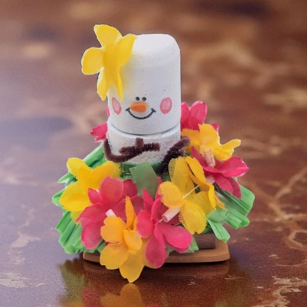 Ganz S'mores Colorful Snowman Decoration with Flowers